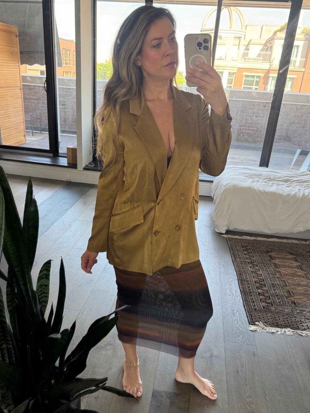 SHONA JOY Giorgia Double Breasted Blazer | Metallic Gold | Size US 4 / AU 8 - Picture 3 of 14